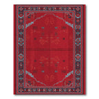 Crimson Red Geometric Tribal Rug