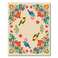 Whimsical Birds and Blooming Floral Garland Rug
