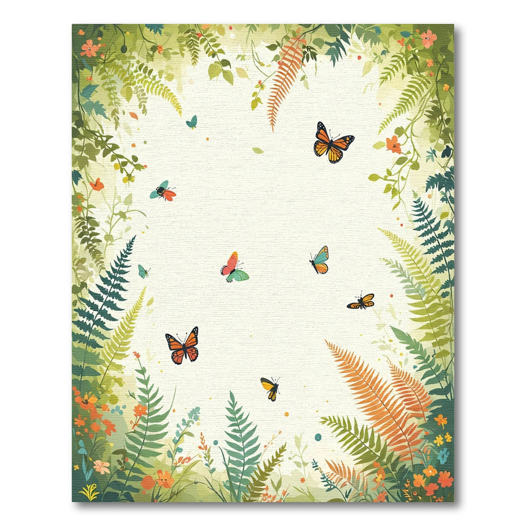 Whimsical Butterfly Garden Scene Rug