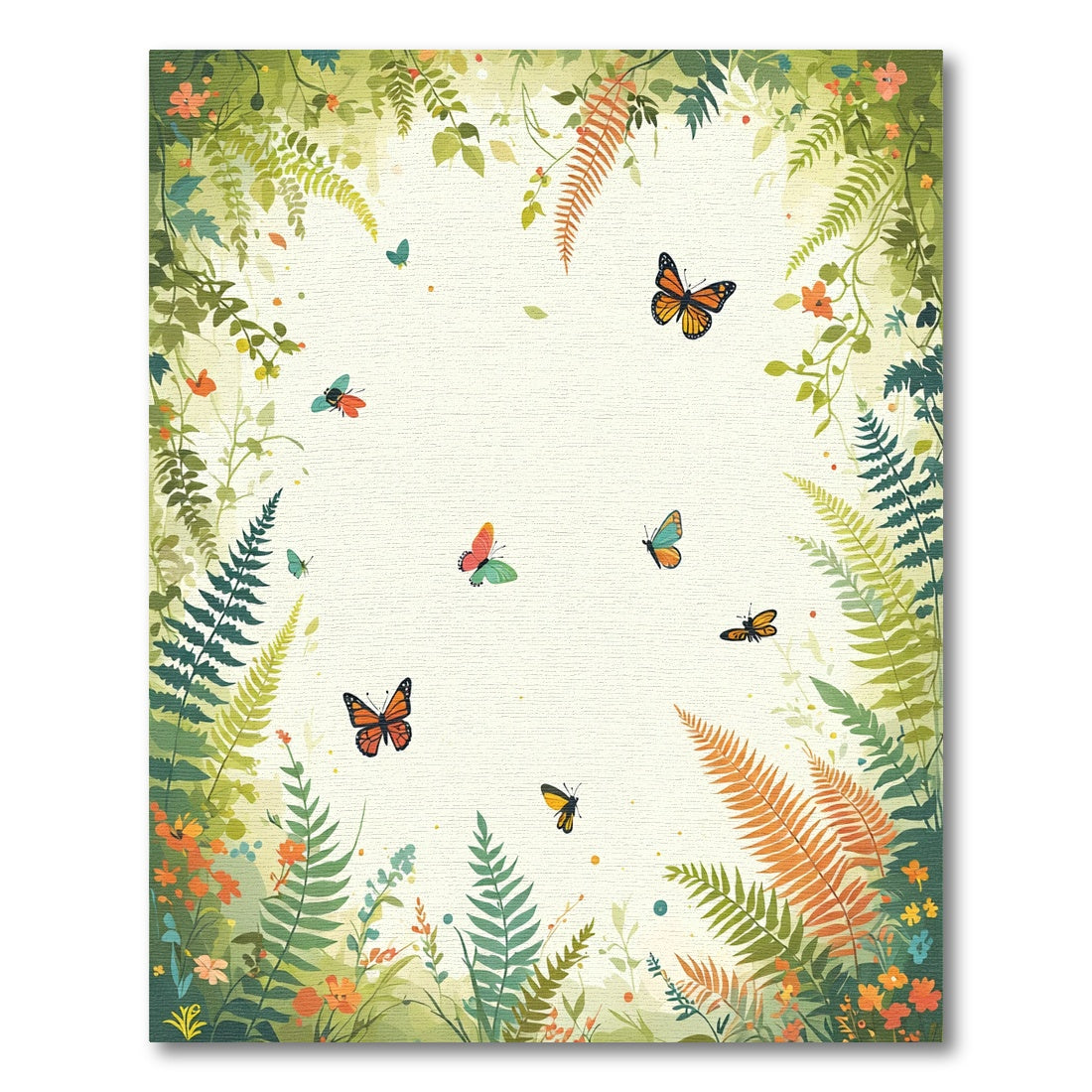 Whimsical Butterfly Garden Scene Rug