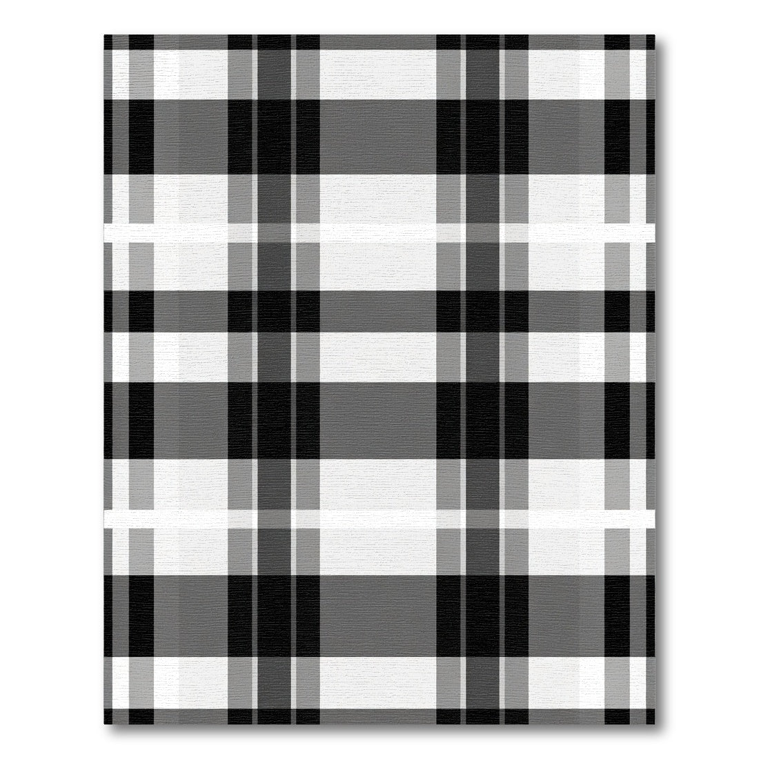 Classic Black White Plaid Stripe Rug