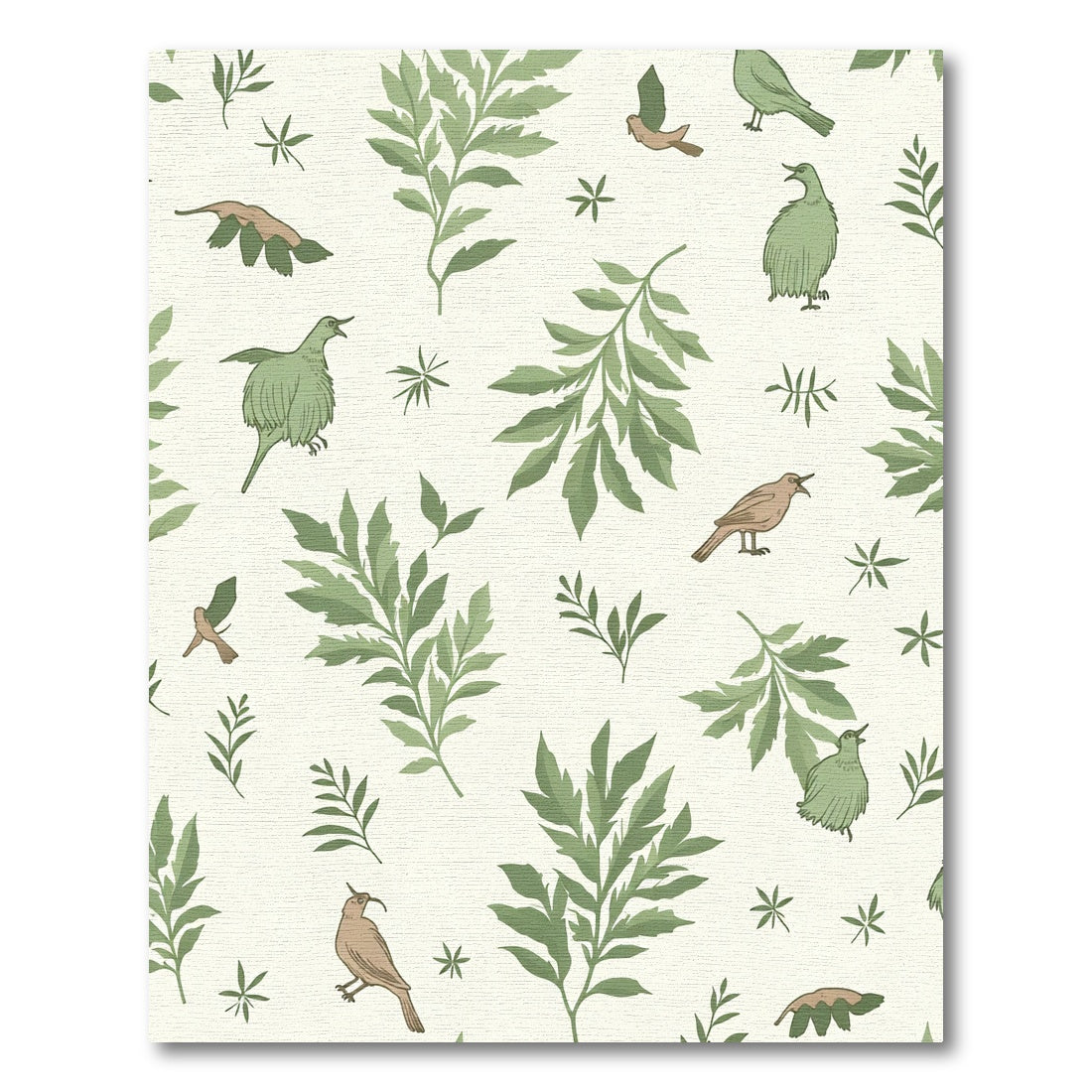 Charming Green Foliage Bird Arrangement Rug