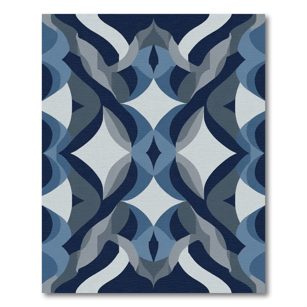 Deep Blue Geometric Quatrefoil Rug