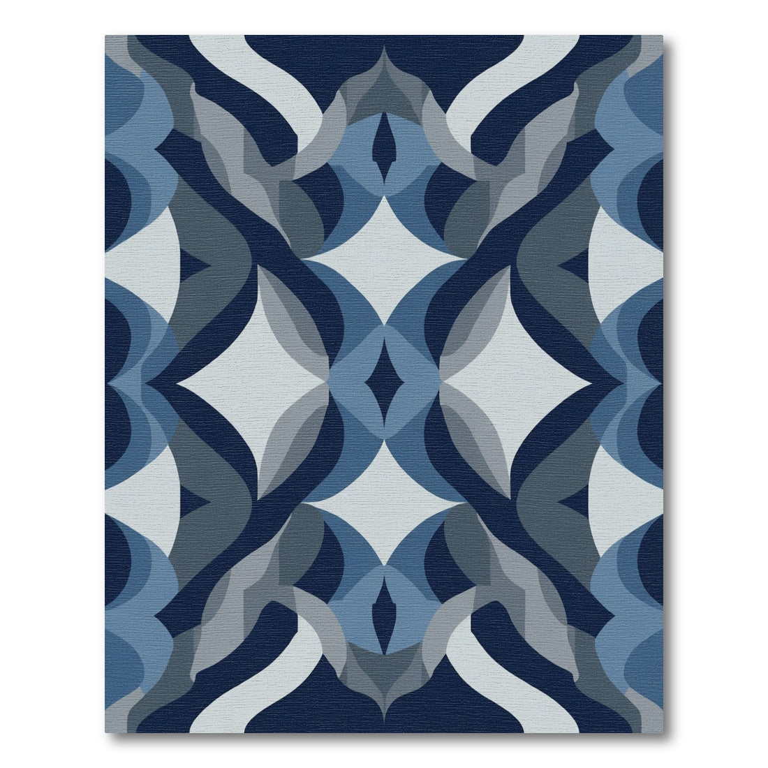 Deep Blue Geometric Quatrefoil Rug