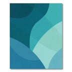 Teal Blue Wavy Abstract Shapes Rug