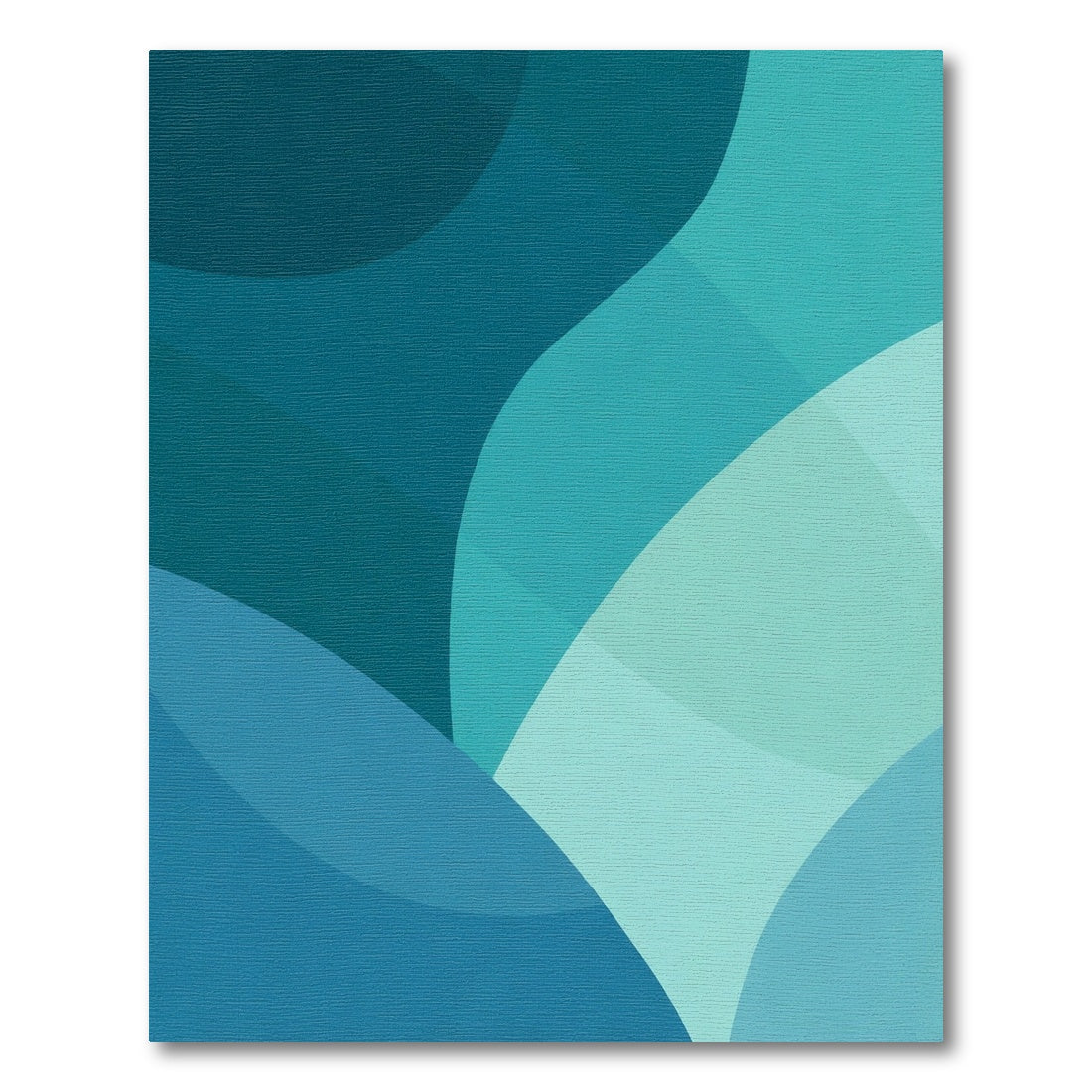 Teal Blue Wavy Abstract Shapes Rug