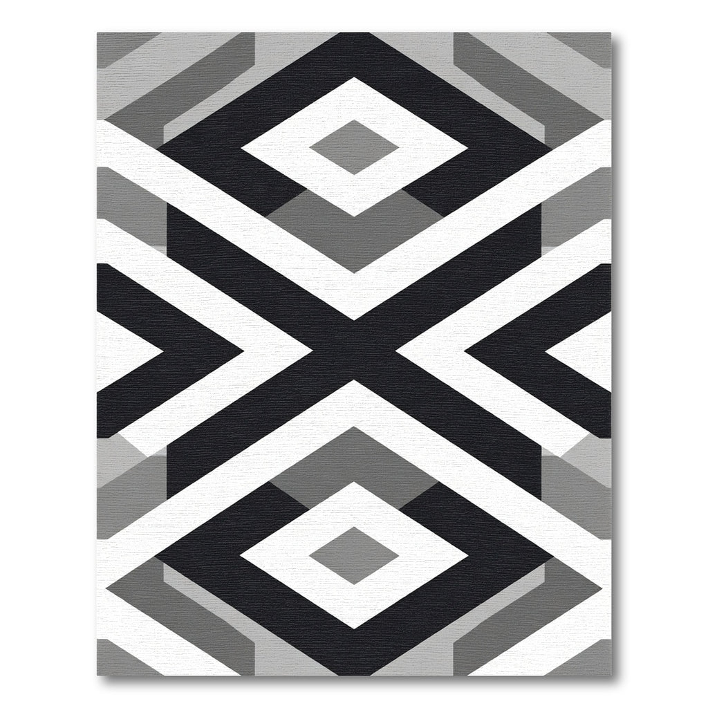 Geometric Diamond Inlay Black White Rug