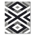 Geometric Diamond Inlay Black White Rug