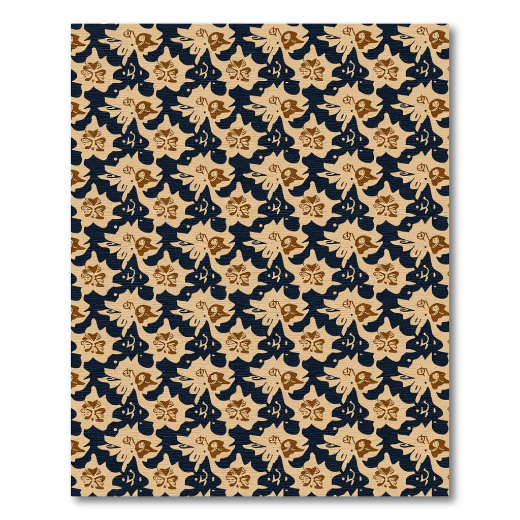 Brown Floral Beige Dark Blue Repeating Rug