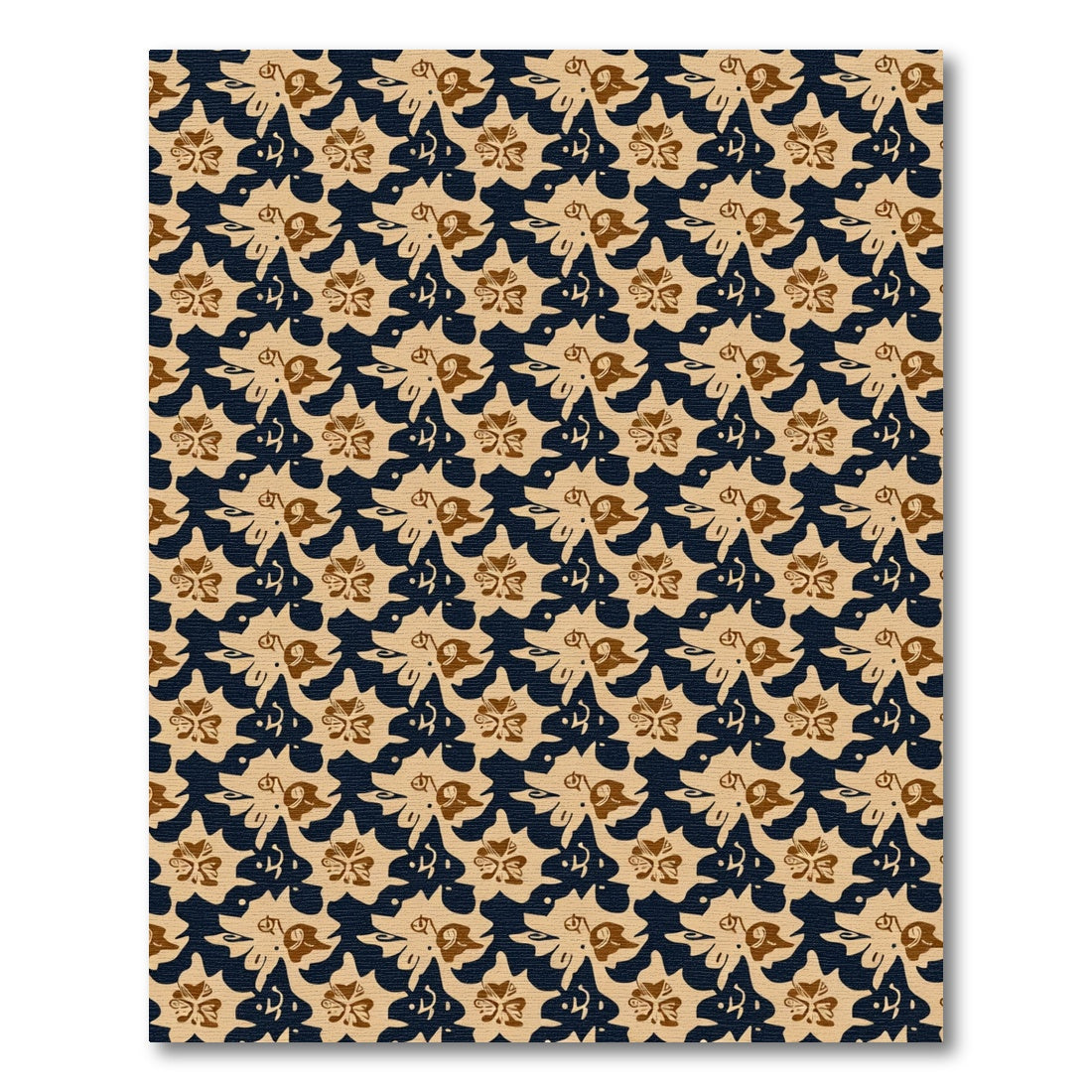 Brown Floral Beige Dark Blue Repeating Rug