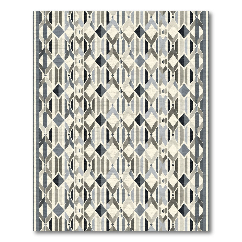 Geometric Diamond Inlay Slate Rug