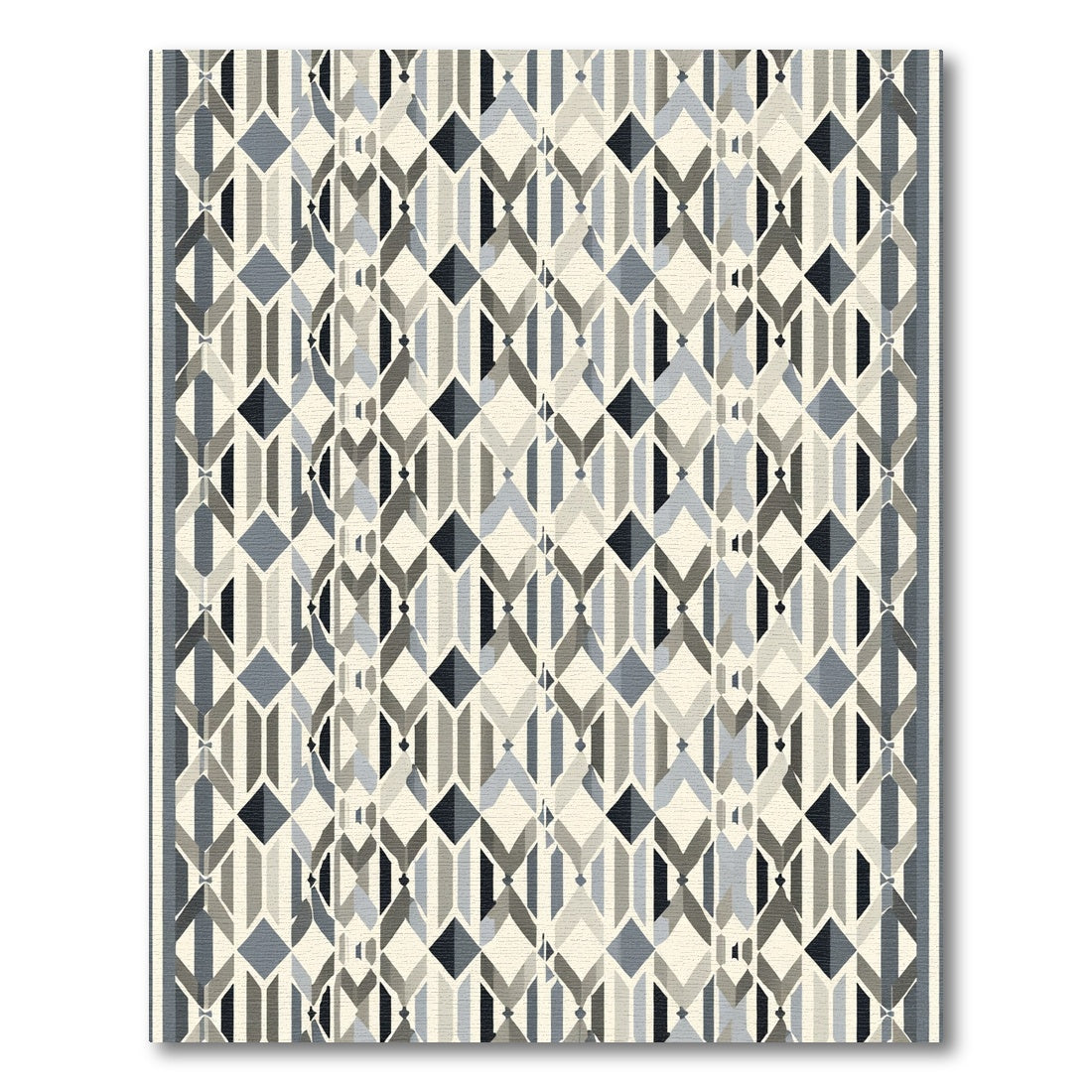 Geometric Diamond Inlay Slate Rug