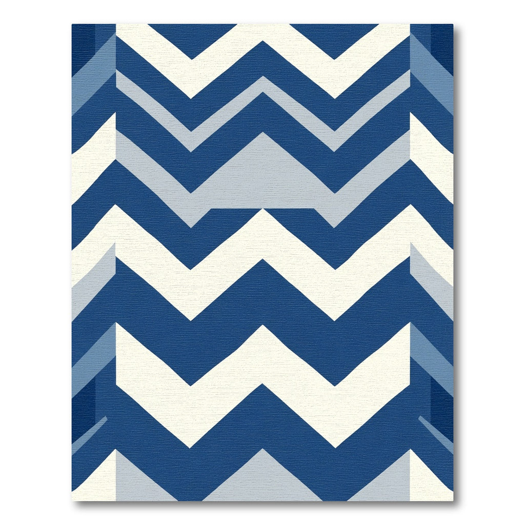 Geometric Blue Chevron Abstract Rug
