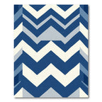 Geometric Blue Chevron Abstract Rug