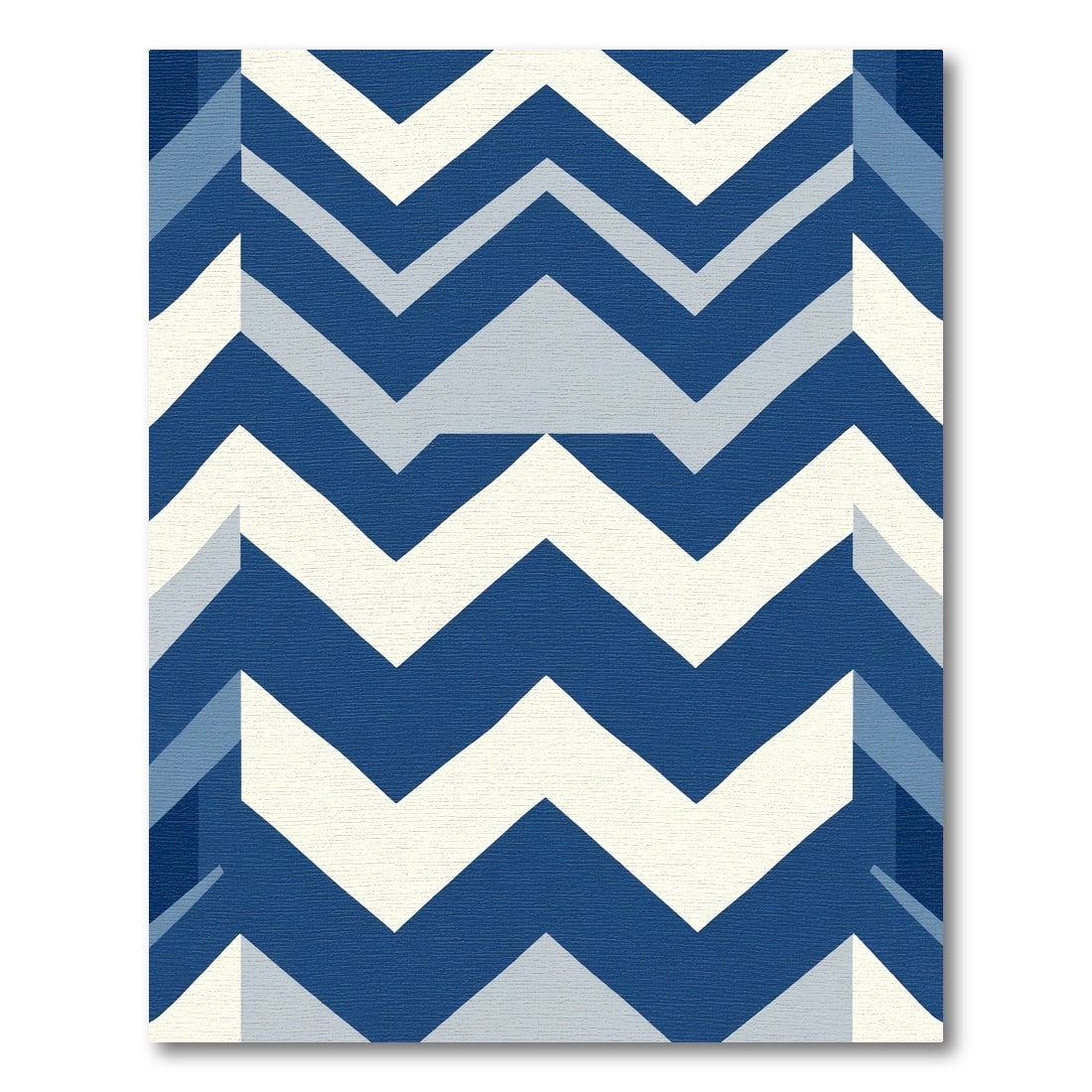 Geometric Blue Chevron Abstract Rug