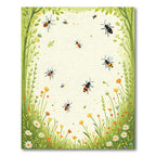 Whimsical Bee Garden Floral Scene Rug