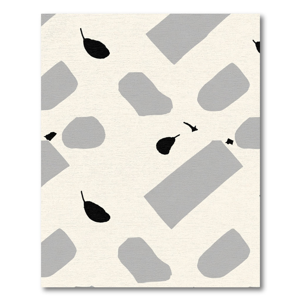 Abstract Gray and Black Organic Shapes Rug