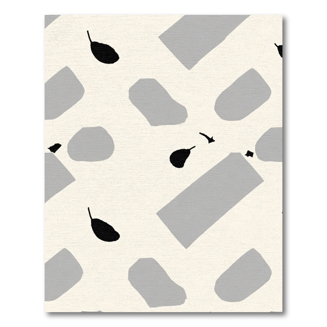 Abstract Gray and Black Organic Shapes Rug