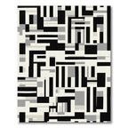 Modern Black Gray Geometric Blocks Rug