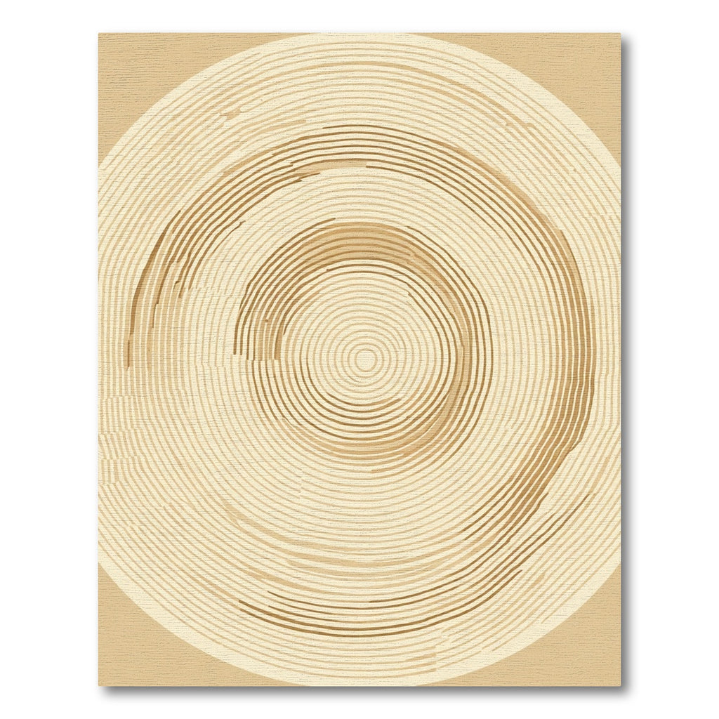 Golden Brown Concentric Circles Wood Grain Rug