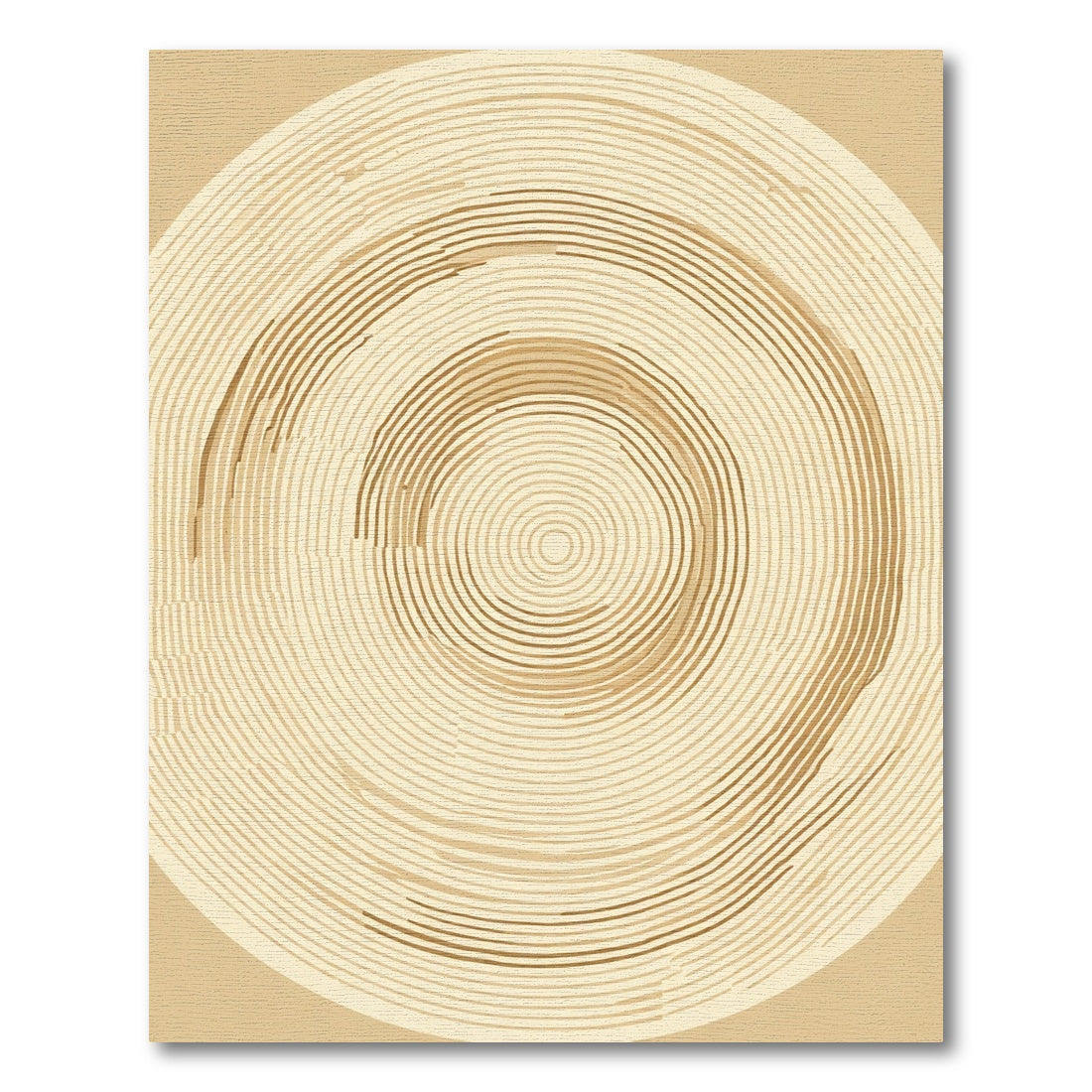 Golden Brown Concentric Circles Wood Grain Rug