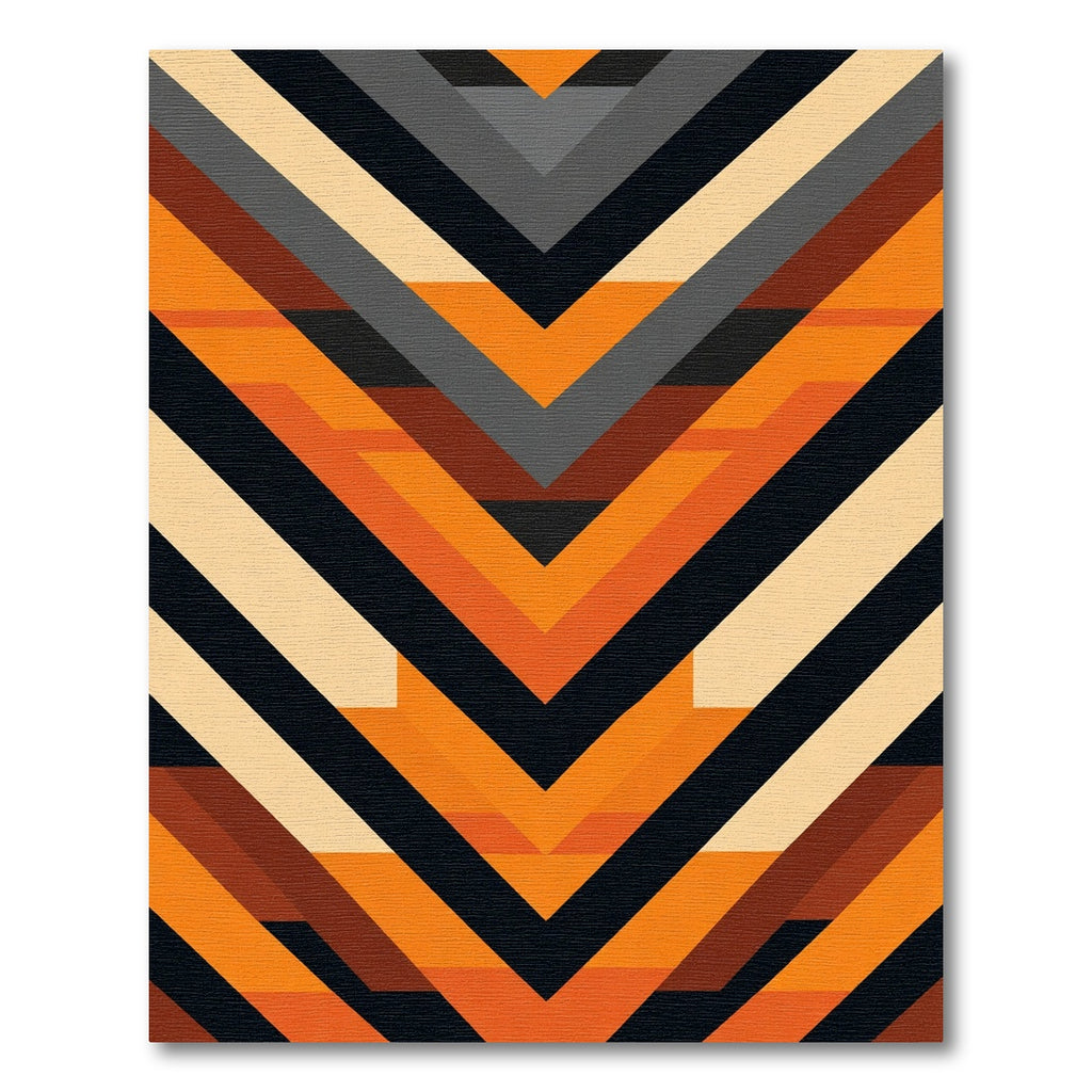 Chevron Orange Geometric Stripes Rug