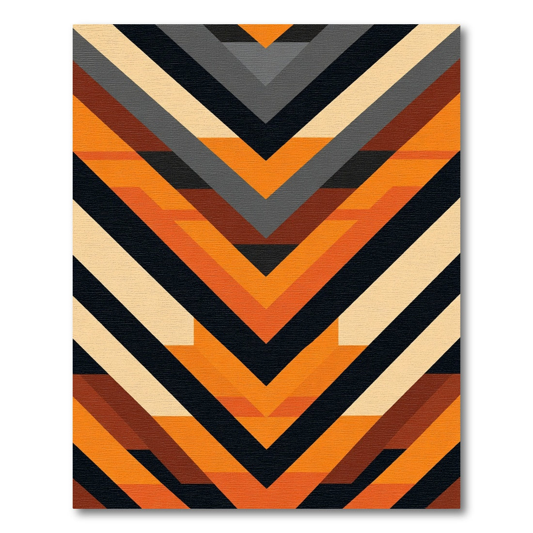 Chevron Orange Geometric Stripes Rug