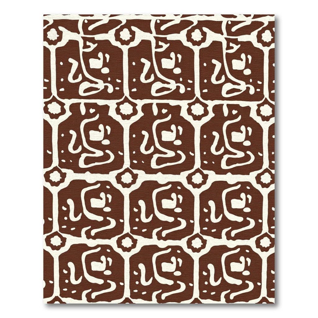 Brown Ivory Organic Geometric Medallion Rug