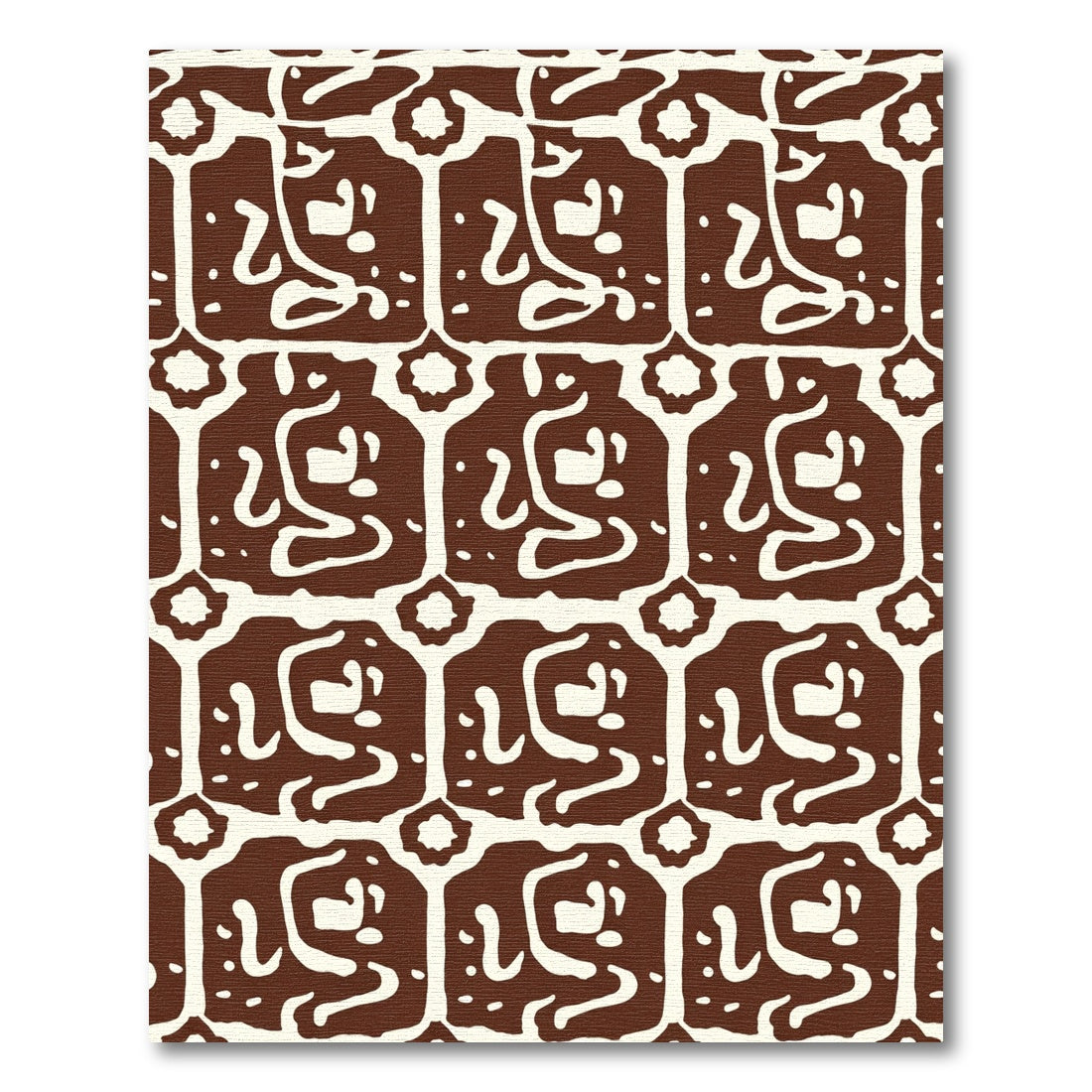 Brown Ivory Organic Geometric Medallion Rug