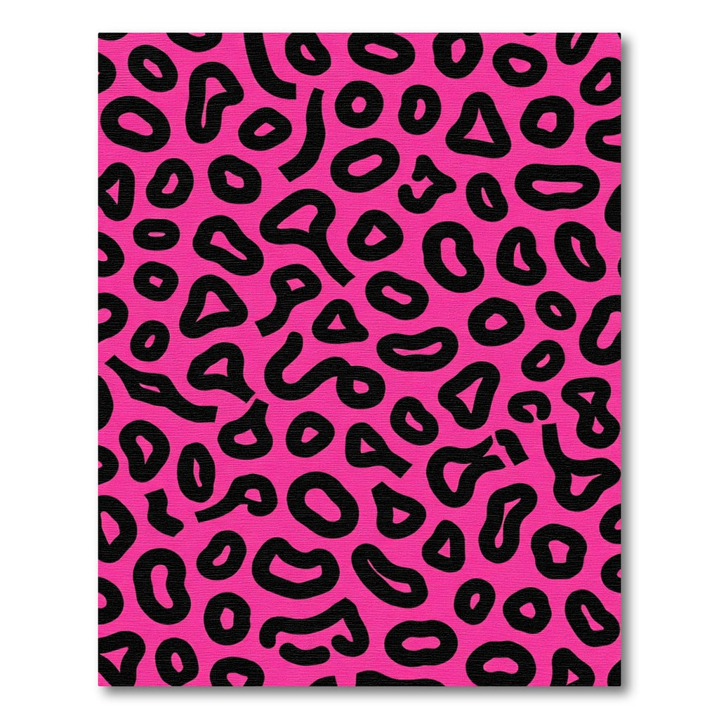 Hot Pink Black Abstract Spots Rug