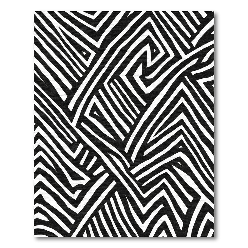 Black White Interlocking Abstract Lines Rug