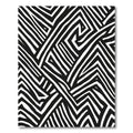 Black White Interlocking Abstract Lines Rug
