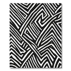 Black White Interlocking Abstract Lines Rug
