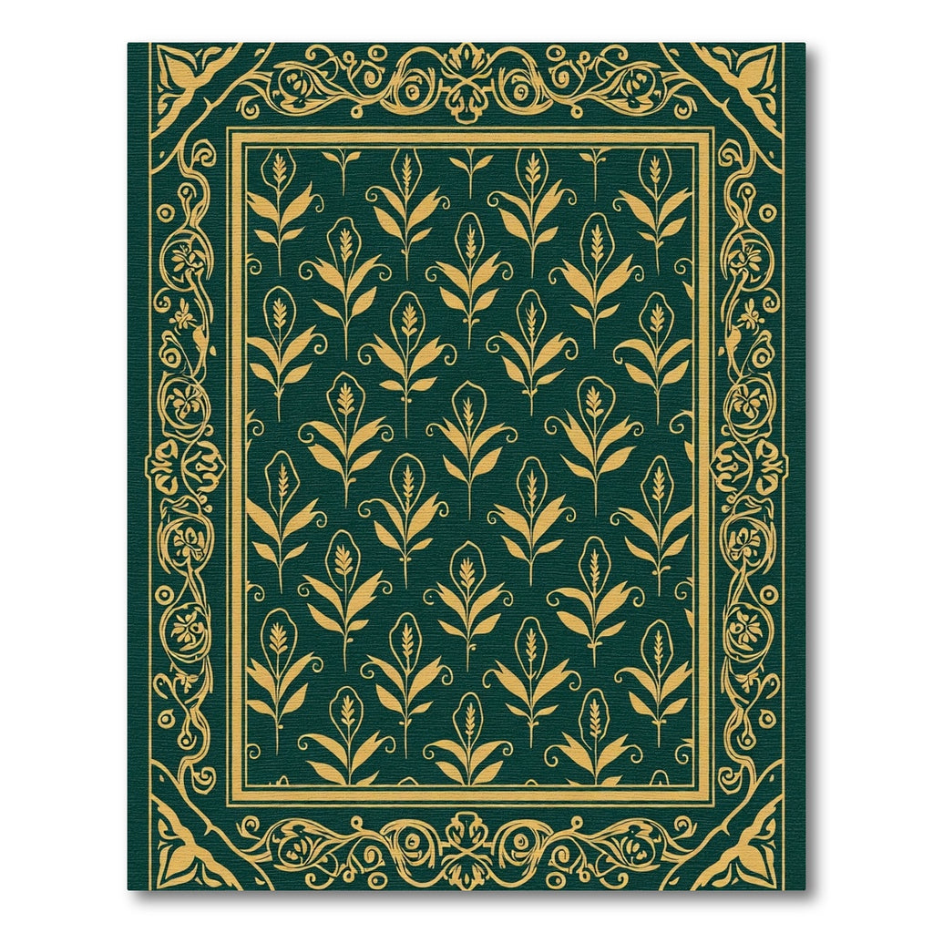 Emerald Gold Floral Flourish Rug