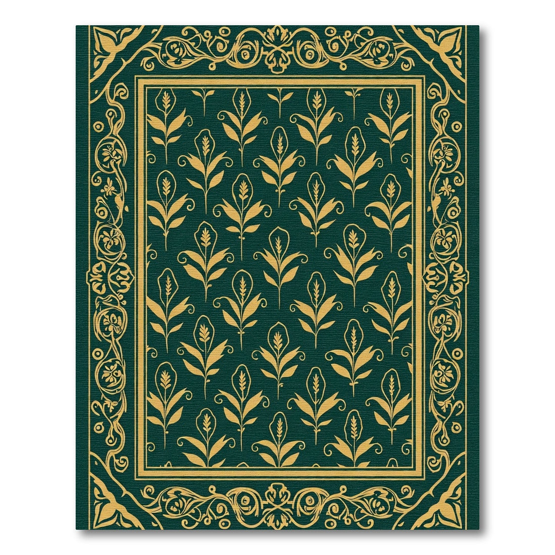 Emerald Gold Floral Flourish Rug