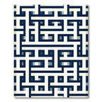 Navy Cream Labyrinth Geometric Rug