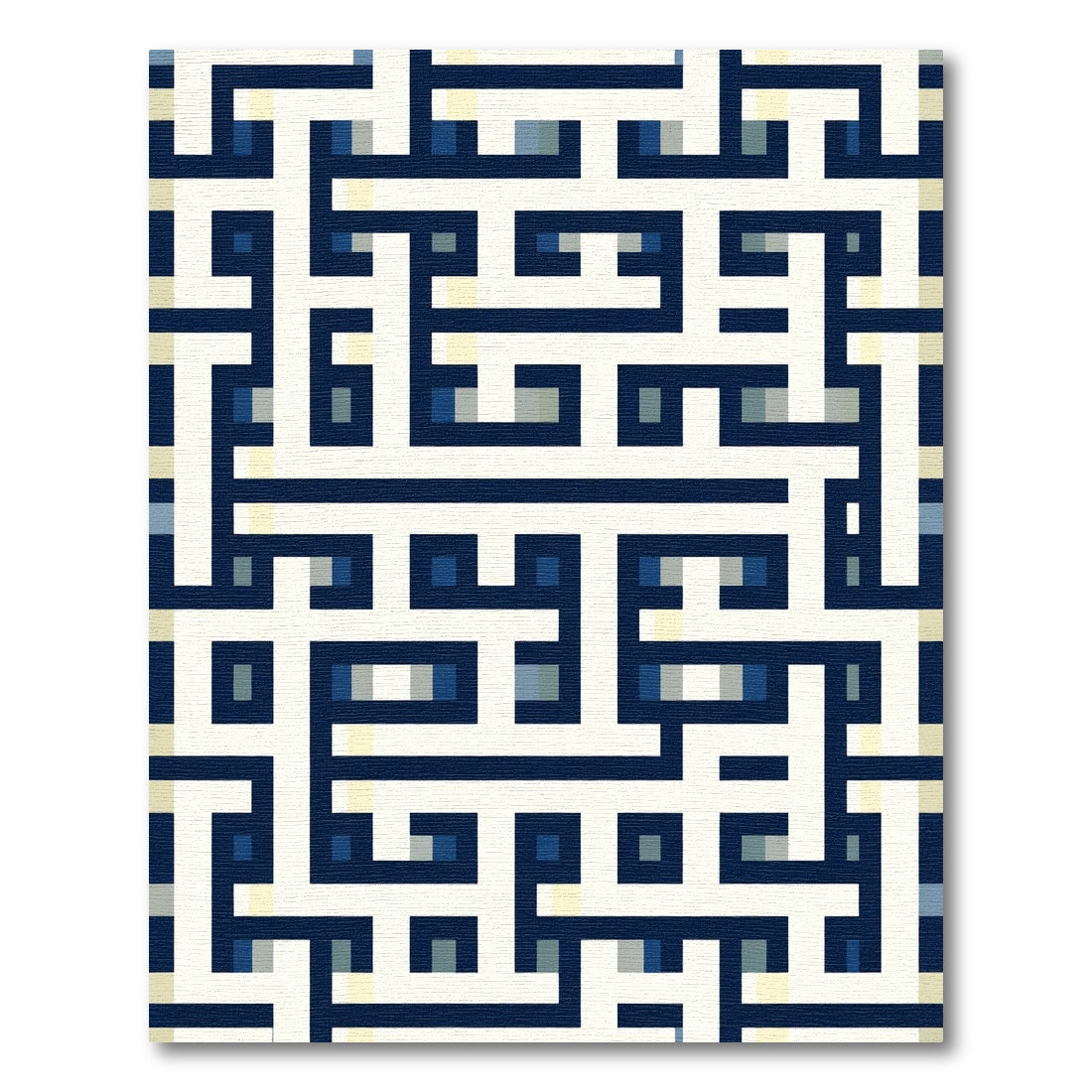 Navy Cream Labyrinth Geometric Rug