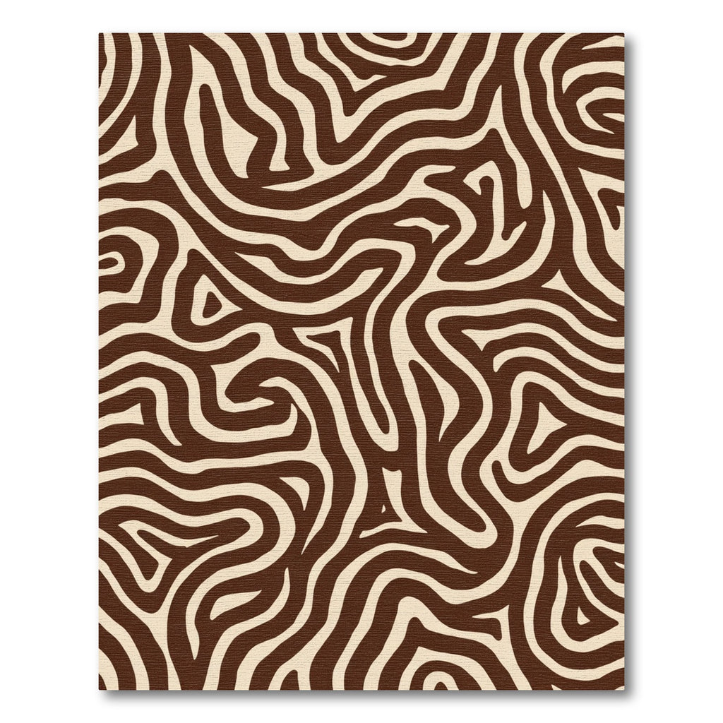 Brown Cream Wavy Abstract Rug