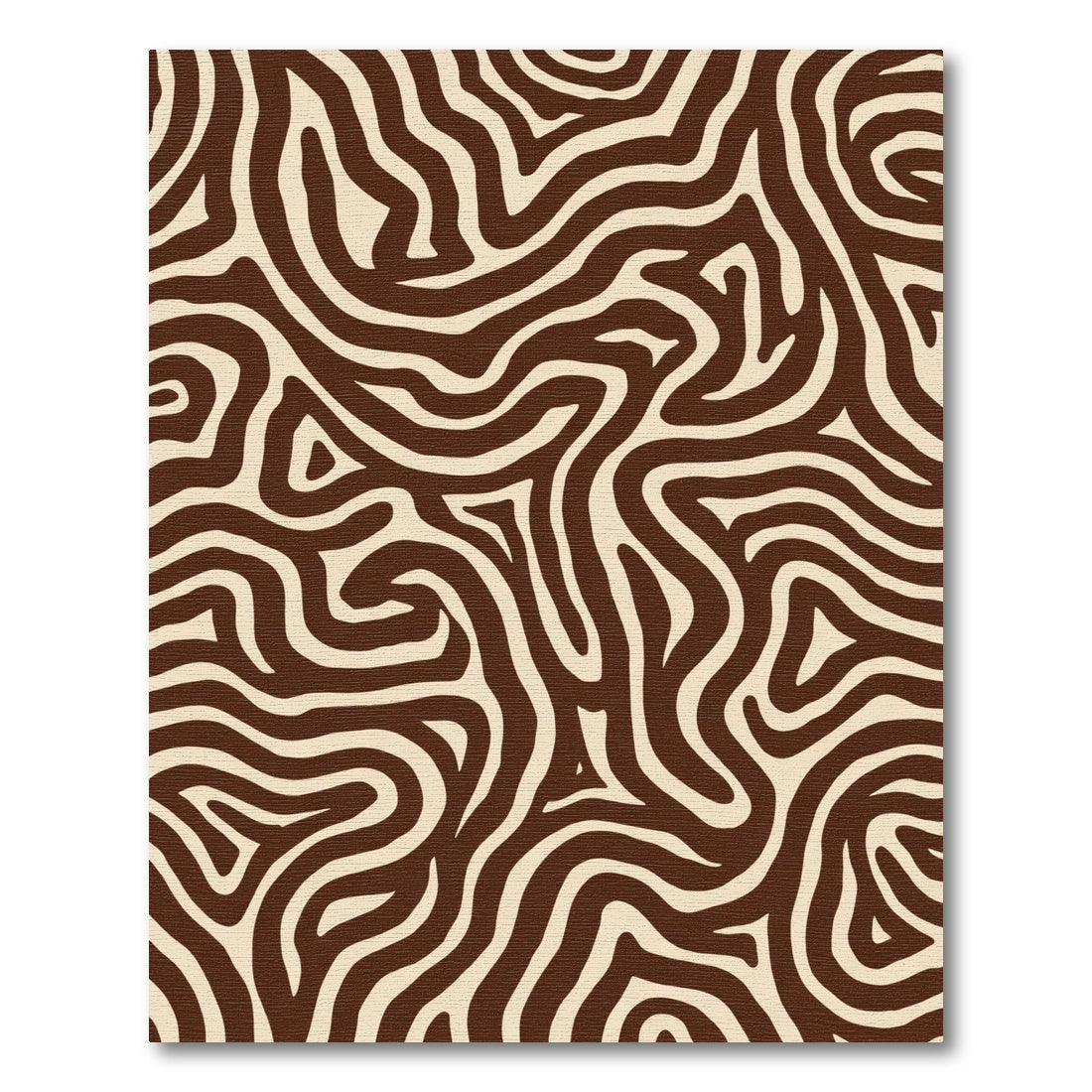 Brown Cream Wavy Abstract Rug