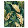 Lush Gold Green Tropical Leaf Rug