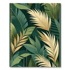 Lush Gold Green Tropical Leaf Rug