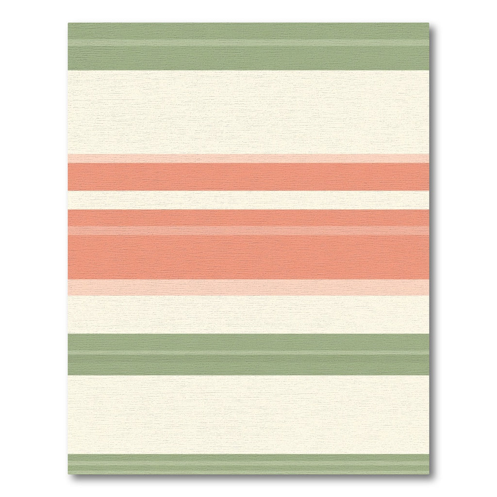 Coral Green Stripe Accent Rug