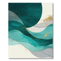 Teal and Gold Abstract Wave Rug