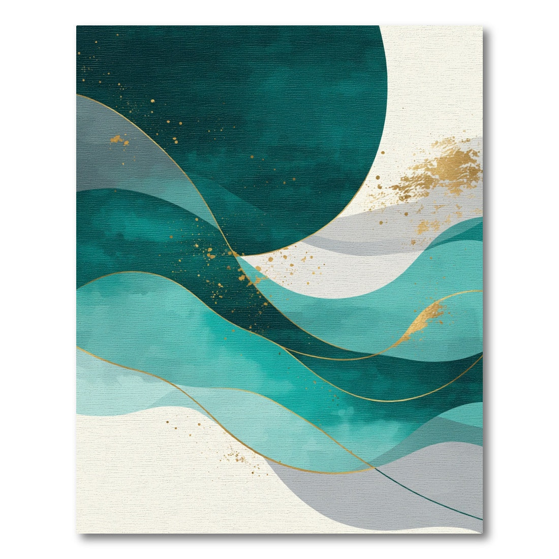 Teal and Gold Abstract Wave Rug