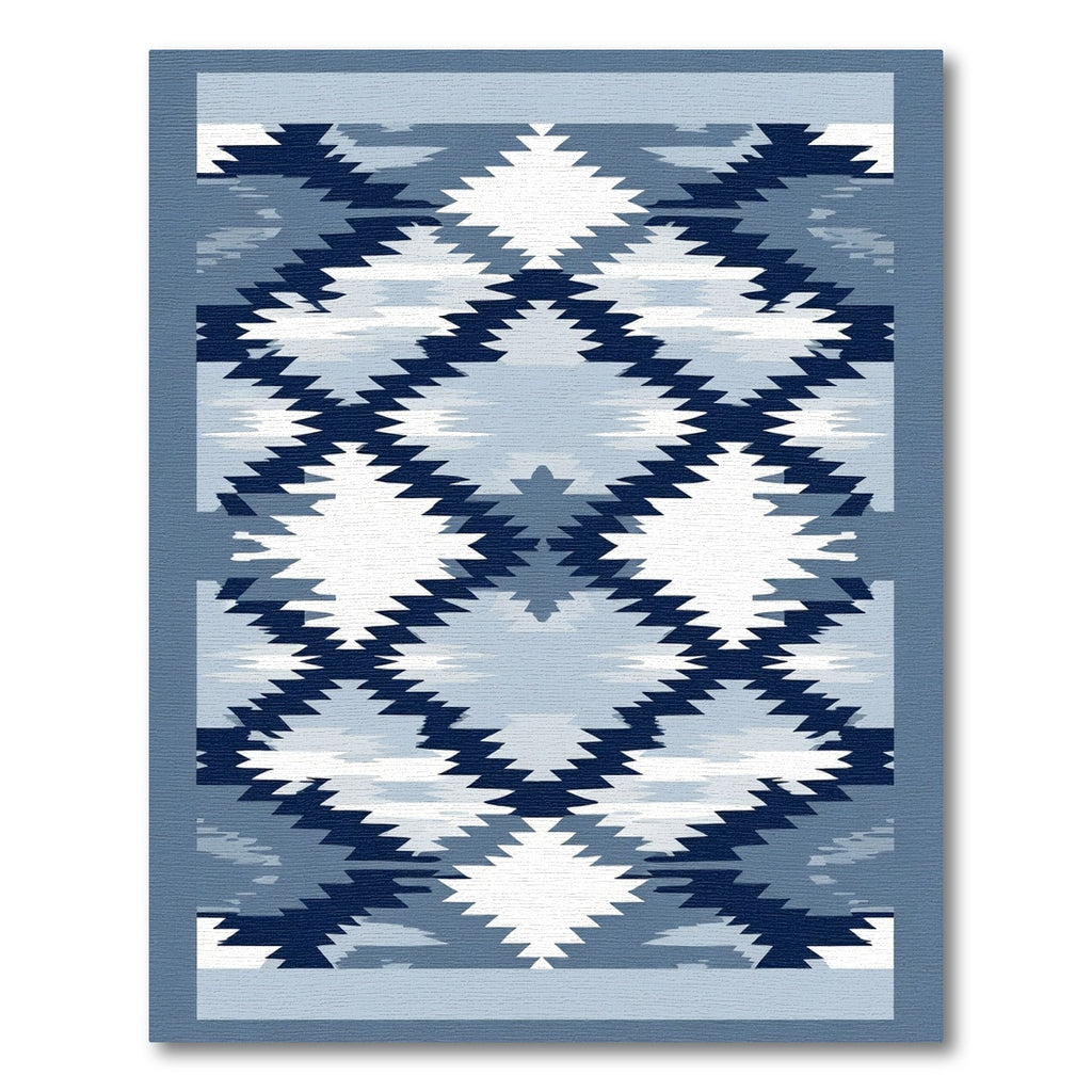Indigo Blue Diamond Jagged Kilim Rug