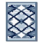 Indigo Blue Diamond Jagged Kilim Rug
