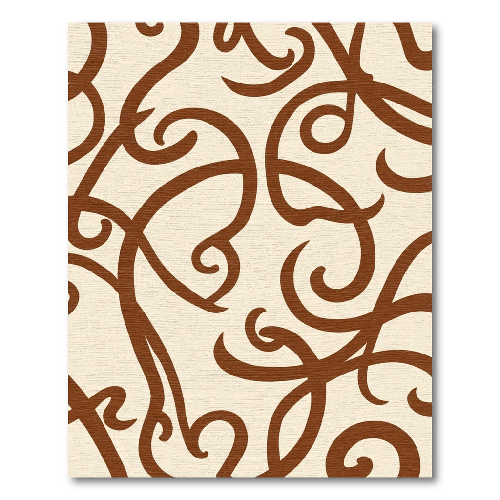 Brown Curlicue Swirls on Cream Background Rug