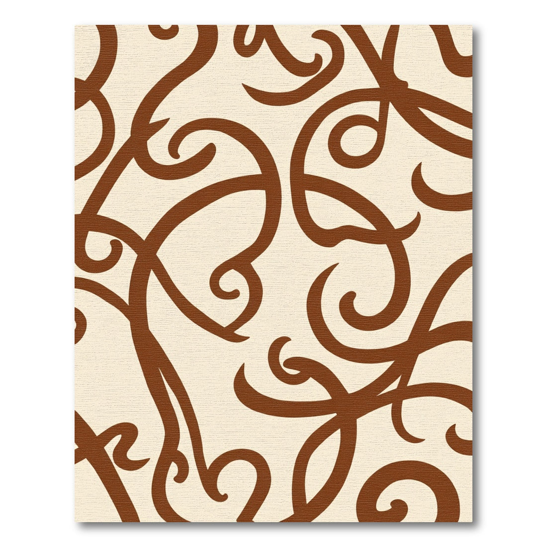 Brown Curlicue Swirls on Cream Background Rug