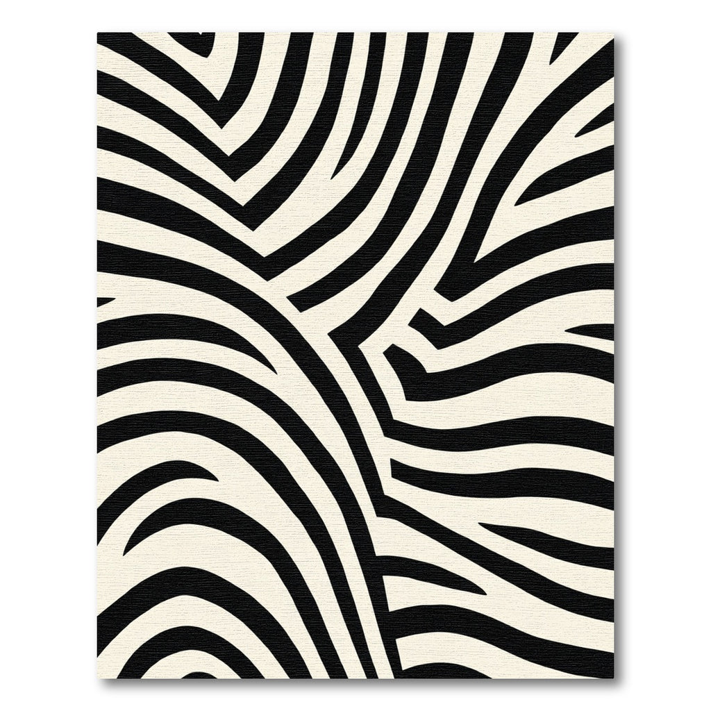 Bold Black Cream Abstract Stripes Rug