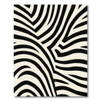 Bold Black Cream Abstract Stripes Rug